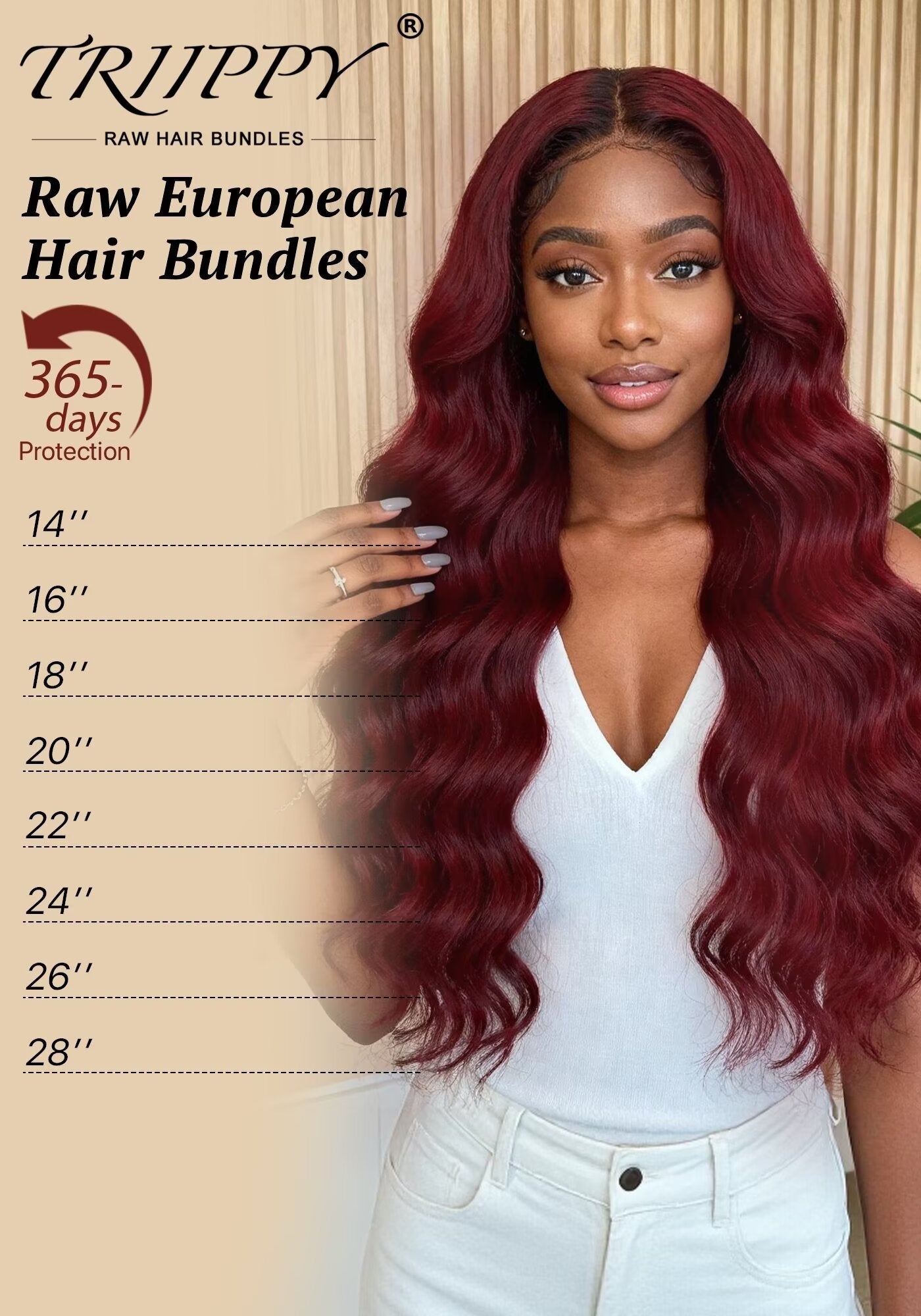 TRIIPPY Burgundy Natural Body Wave Bundles Human Hair,100% Vietnamese Raw Human Hair Sew in Weave Single Bundle,5X Lifespan Over Regular 99j Hair,No.1 Raw Hair Brand On Amazon