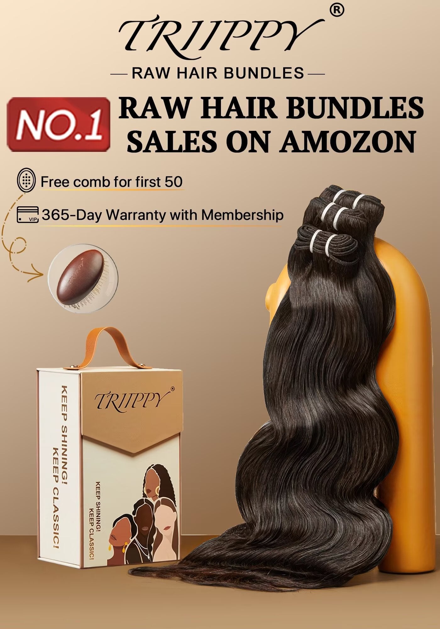 TRIIPPY Body Wave Bundles Human Hair,100% Raw Cambodian Hair Wavy Single Bundle,Triple The Lifespan Over Regular Virgin Hair Bundle,No.1 Raw Hair Brand On Amazon(Natural Color)